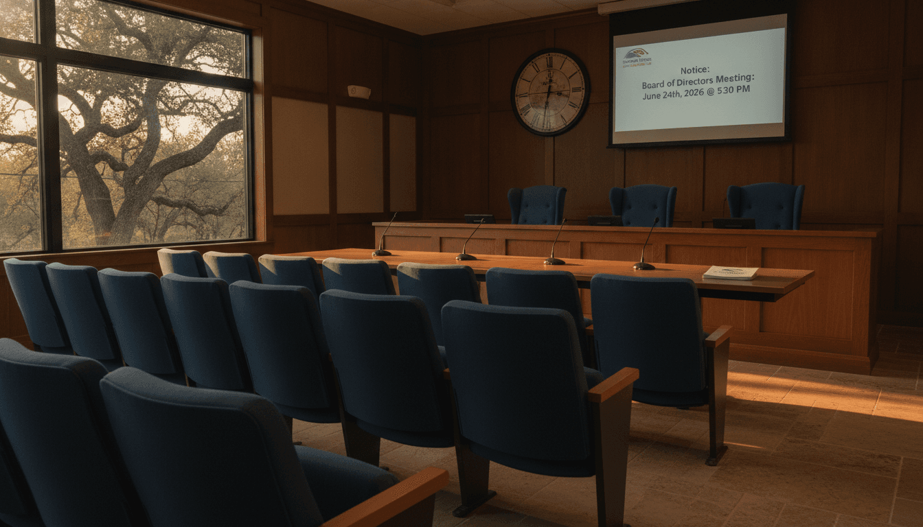 Notice: Board of Directors Meeting: June 24th, 2026 @ 5:30 PM